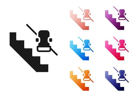 Black Disabled access elevator lift escalator icon isolated on white background Stock Illustration