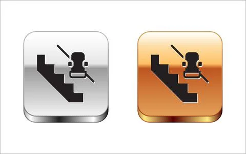 Black Disabled access elevator lift escalator icon isolated on white background Stock Illustration