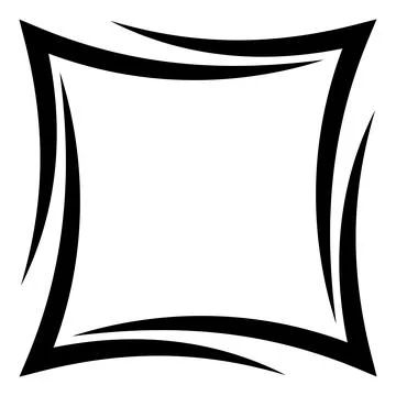 Black Distorted Square Frame, Shape Contour Distortion Effect Stock Illustration