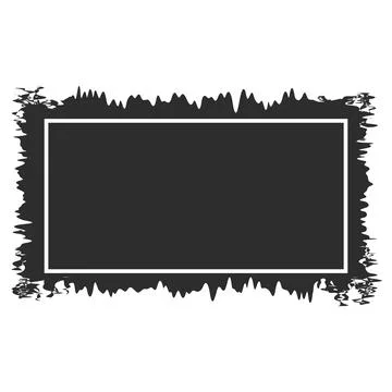Black distress grunge border rectangular frame element for ink stamp banner.. Stock Illustration
