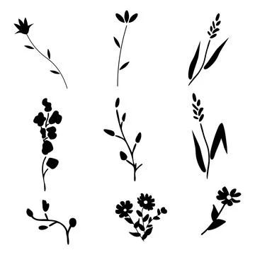 Black ditsy flowers Stock Illustration