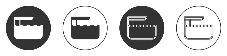 Black Diving board or springboard icon isolated on white background. Circle.. Stock Illustration