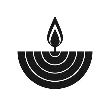 Black Diya Flame Icon Vector Silhouette Stock-Illustration