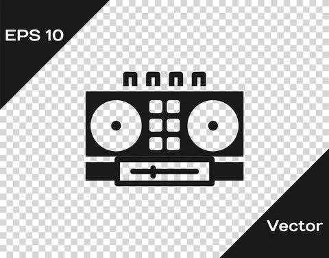 Black DJ remote for playing and mixing music icon isolated on transparent Ilustração Stock
