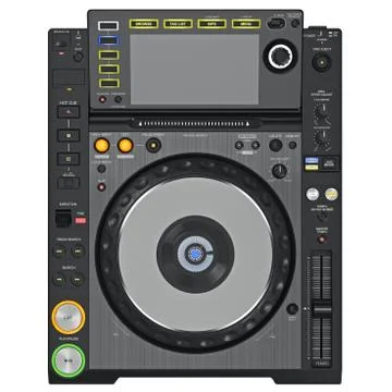 Black dj turntable player, top view Stock Illustration