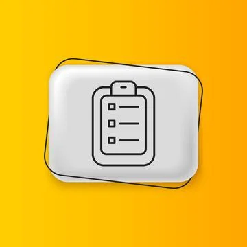 Black To do list or planning icon isolated on yellow background. Silver rec.. Stock Illustration