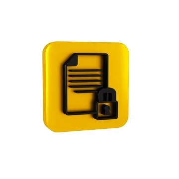 Black Document and lock icon isolated on transparent background. File format and Illustrazione stock