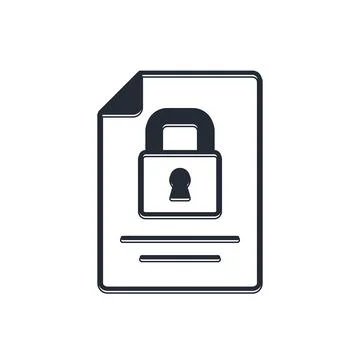 Black Document and lock icon isolated on white background. File format and .. Illustrazione stock