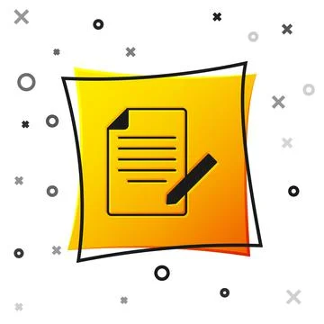 Black Document and pen icon isolated on white background. File icon. Checklist Stock Illustration