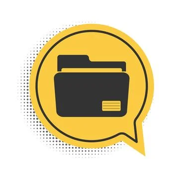 Black Document folder icon isolated on white background. Accounting binder 스톡 일러스트