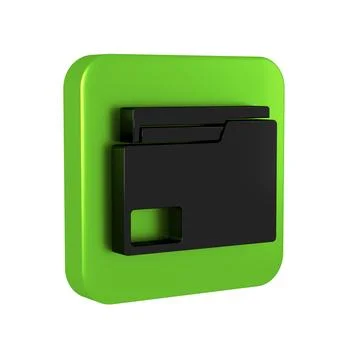 Black Document folder icon isolated on transparent background. Accounting b.. Stock Illustration