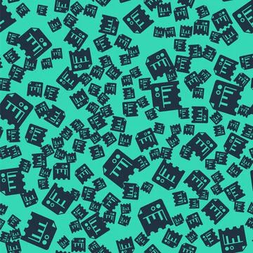 Black Document with graph chart icon isolated seamless pattern on green Illustrazione stock