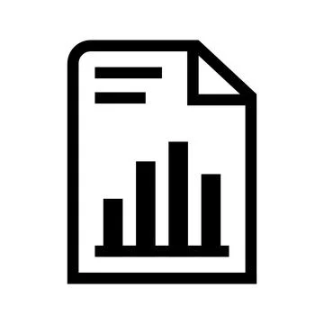 Black document icon with bar chart graphic for business data reports Stockillustratie
