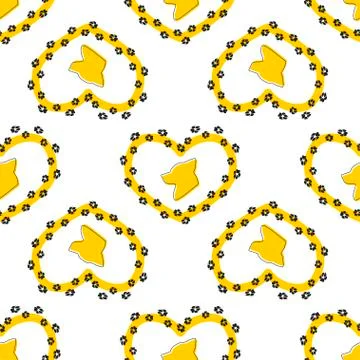 Black Dog icon seamless pattern on white background. Silhouette dog in heart Stock Illustration