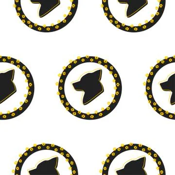 Black Dog icon seamless pattern isolated on white background. Silhouette dog Illustrazione stock