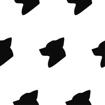 Black Dog icon seamless pattern isolated on white background. Silhouette dog. Illustrazione stock