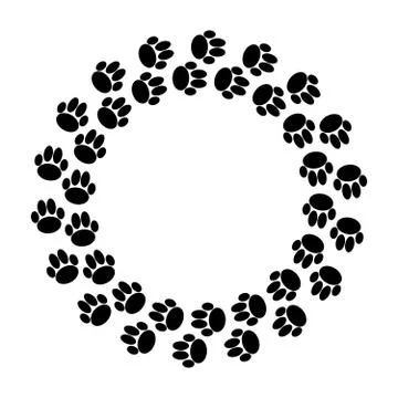 Black dog paws in ring on white background. Stock Illustration