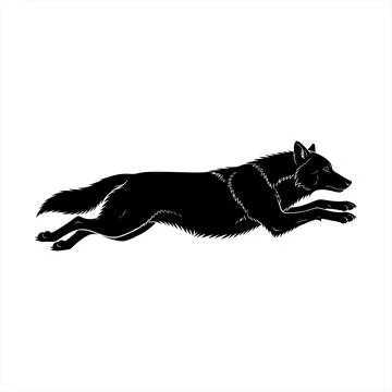 Black dog running with dynamic movement vector Stock Illustration