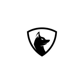 Black dog shield logo concept. Vector illustration Stock Illustration