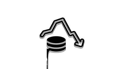 Black Dollar rate decrease icon isolated on white background. Cost reduction Stock Footage 233968038