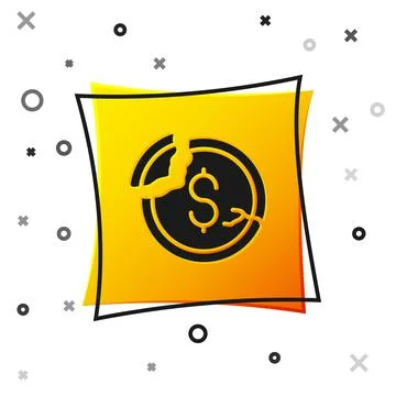 Black Dollar rate decrease icon isolated on white background. Cost reduction 库存插图