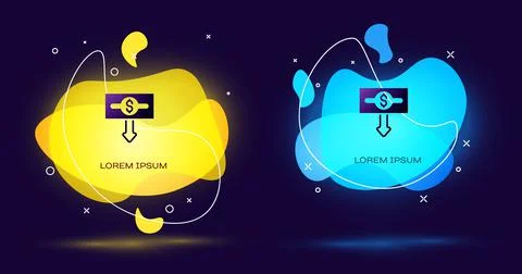 Black Dollar rate decrease icon isolated on black background. Cost reduction 스톡 일러스트