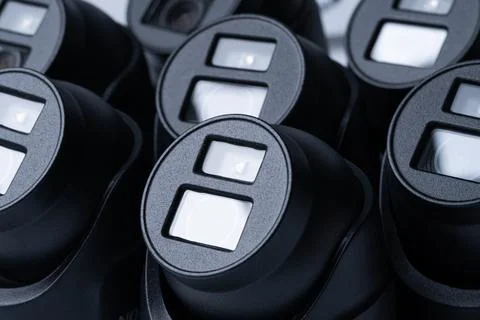 Black dome security cameras for home and office. Stock Photos