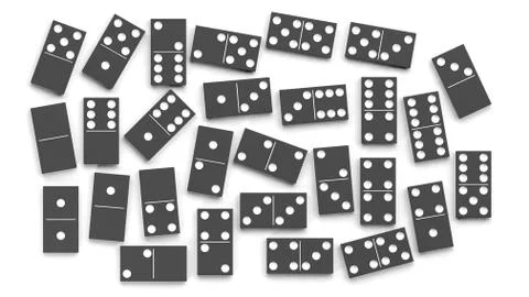 Black domino tiles set, isolated on white background Stock Photos