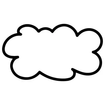 Black Doodle Cloud Isolated on White Background. Hand Drawn Vector Art Stock Illustration