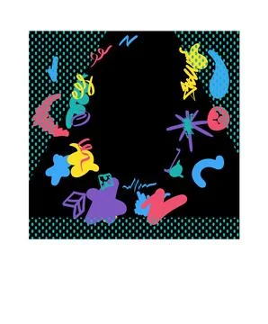 Black Doodle Doted Square Frame Template Illustrazione stock