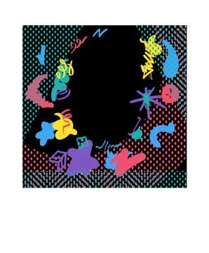 Black Doodle Doted Square Frame Template Illustrazione stock