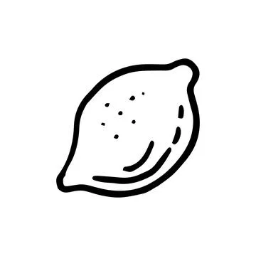 Black doodle lemon illustration in vector. Hand drawn. Stock Illustration
