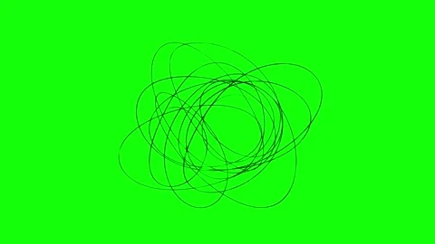 Black doodle line tangle looped animation isolated on green screen background Stock Footage 346704351
