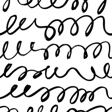 Black doodle vector lines vector seamless pattern. Stock Illustration