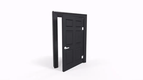 Black door frame isolated on white background Stock Footage 308452327
