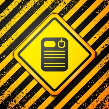 Black Dossier folder icon isolated on yellow background. Warning sign. Vector 库存插图