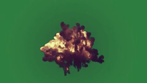 With black dot and mushroom fire is burning in the middle smoke bunch of subs... Stock Footage 335979593