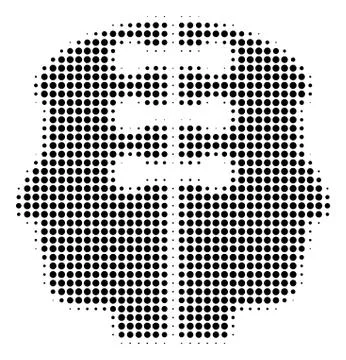 Black Dot Dual Head Interface Icon Stock Illustration