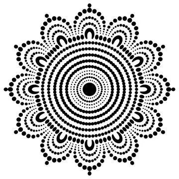 Black Dot Mandala Circle Pattern Stock Illustration