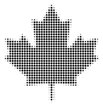 Black Dot Maple Leaf Icon Stock Illustration
