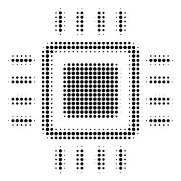 Black Dot Processor Icon Stock Illustration