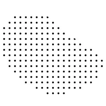 Black dots in abstract oval shape. Geometry many dots in line on white Stock Illustration