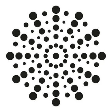Black dots creating abstract radial spiral pattern Stock Illustration