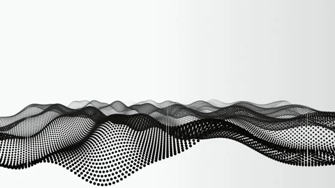 Black dots form a wave like surface in a seamless loop Stock Footage 341274683
