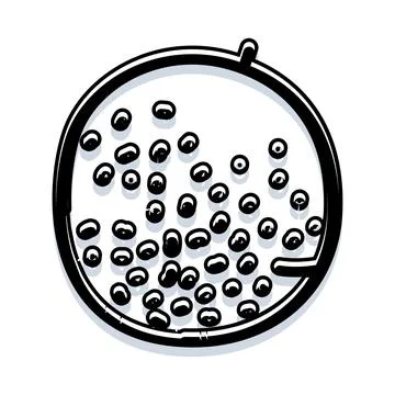 Black dots moving inside a circular puzzle game Stock Illustration