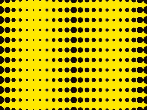 Black dots on a yellow background. Pop Art pattern. Vector illustration Illustrazione stock