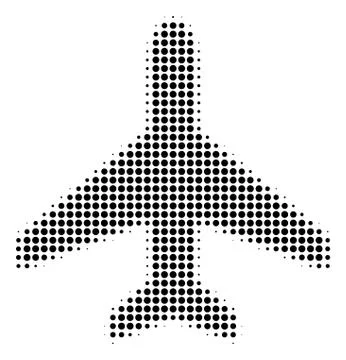 Black Dotted Air Plane Icon Stock Illustration