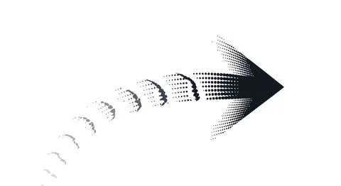 Black dotted arrow pointing right with trail Stock Illustration