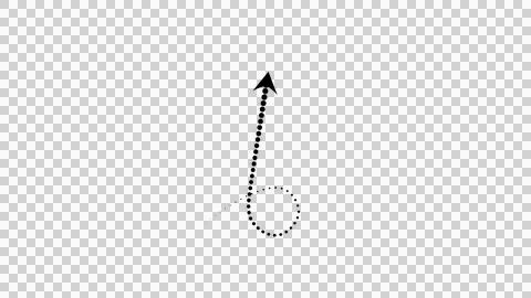Black dotted arrow pointing upwards with circular motion isolated on transp.. Stock Illustration