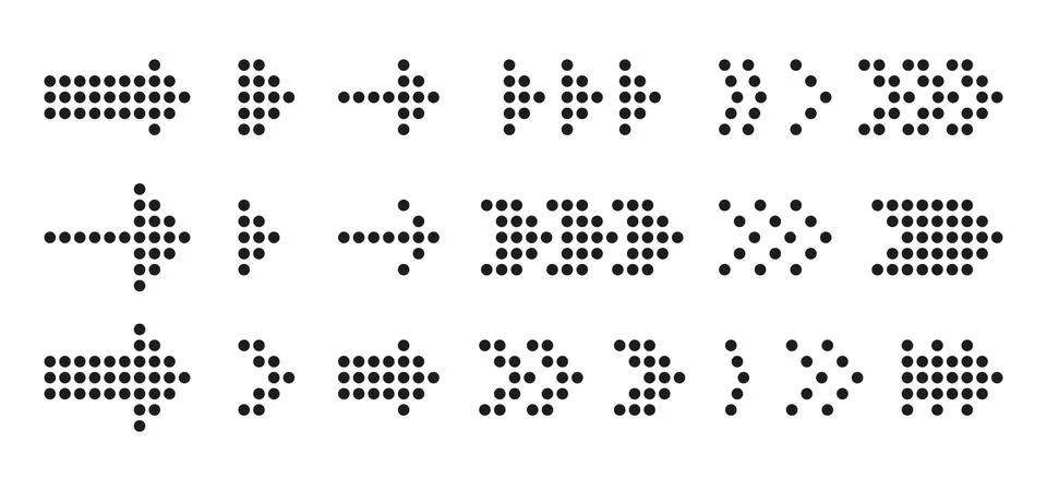 Black dotted arrows pointer cursor icon set vector Stock Illustration
